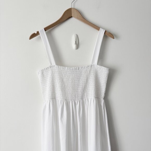 Zara Voluminous Cotton Poplin Maxi Dress NWT Smocked White Size Medium - Picture 7 of 9